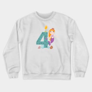 Cute little mermaid fourth birthday Crewneck Sweatshirt